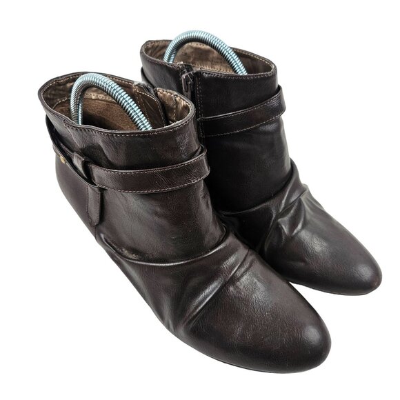 Life Stride Ankle Boots Womens Size 11W Georgette Brown Faux Leather Booties - Picture 1 of 9